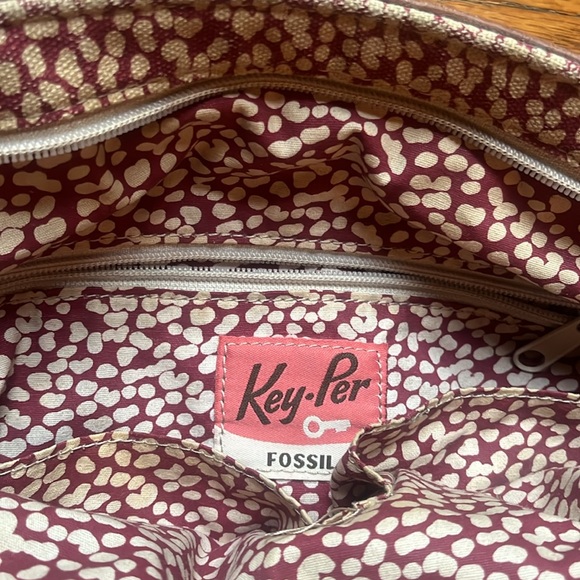 Fossil Key-Per Leather Trim Shoulder Boho Tote Vibrant Flowers - Picture 4 of 9